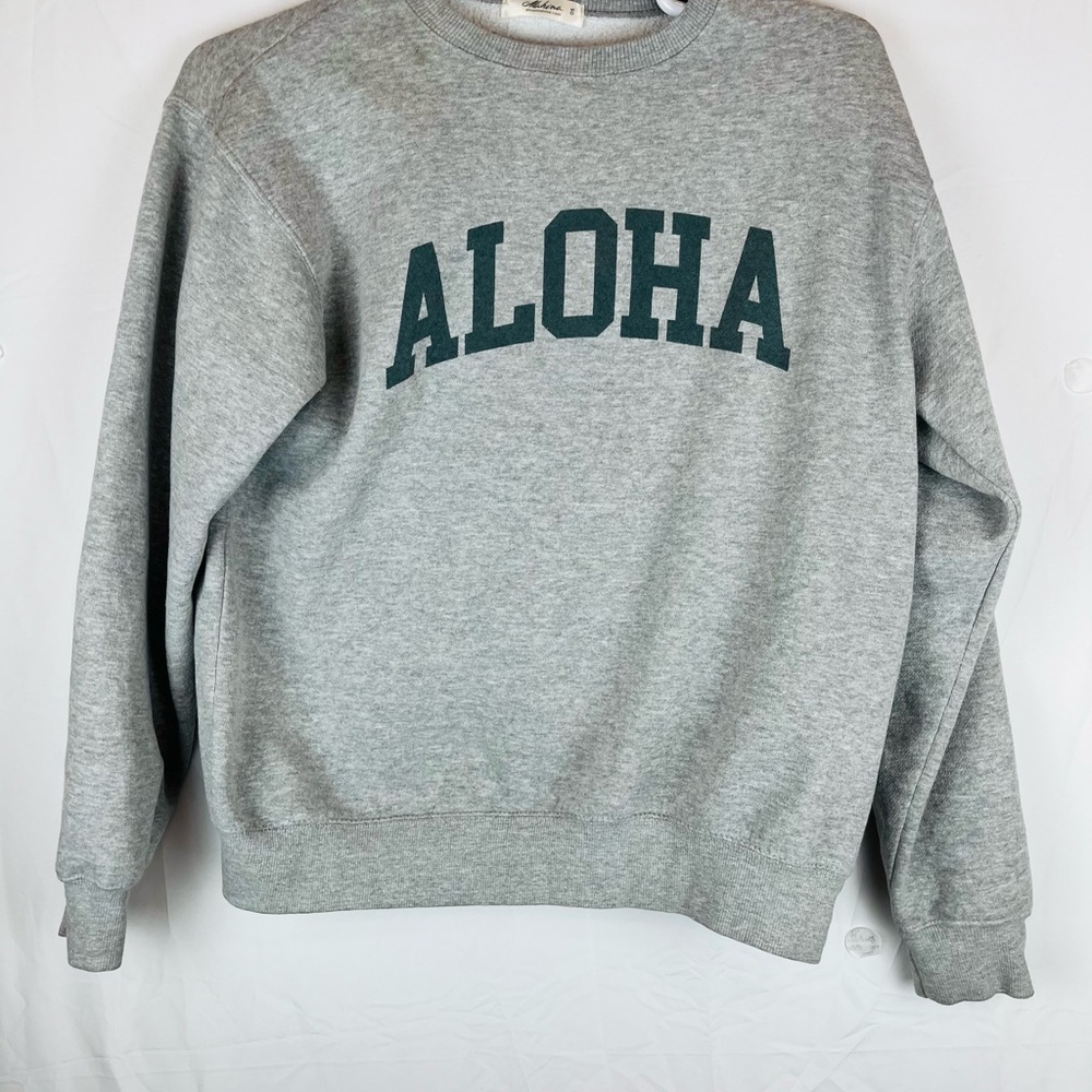 Women’s Unisex Gray Marina Aloha Sweatshirt Oversized OS